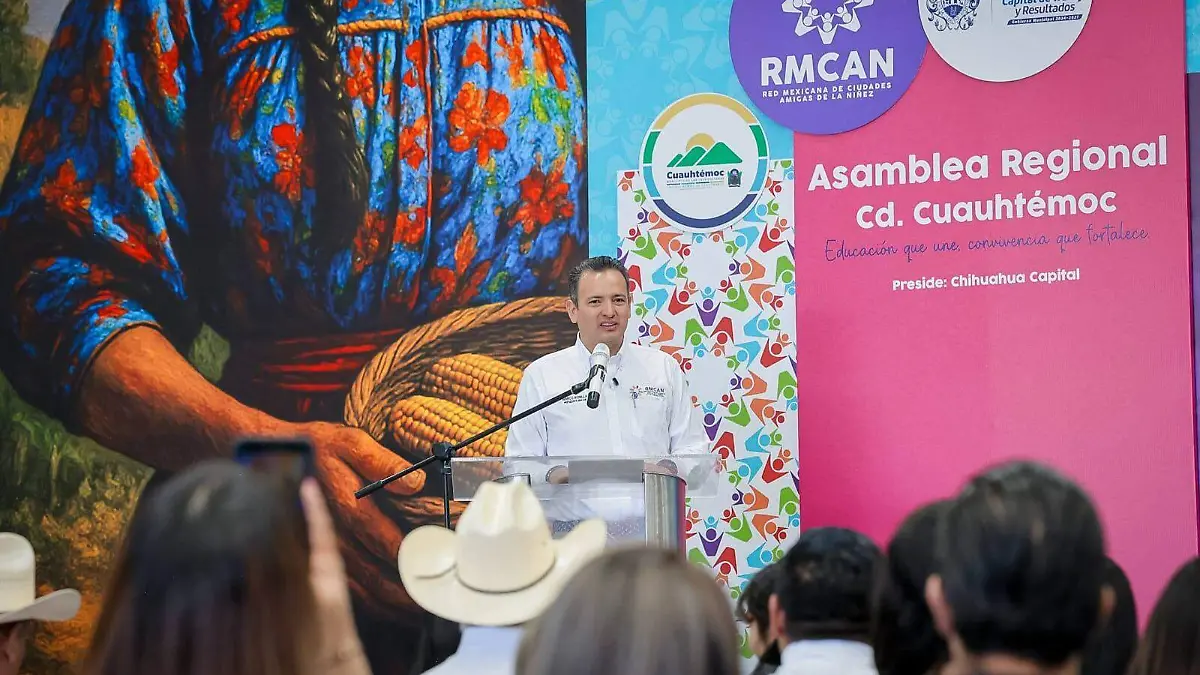 Marco Bonilla en asamblea regional en Cuauhtémoc