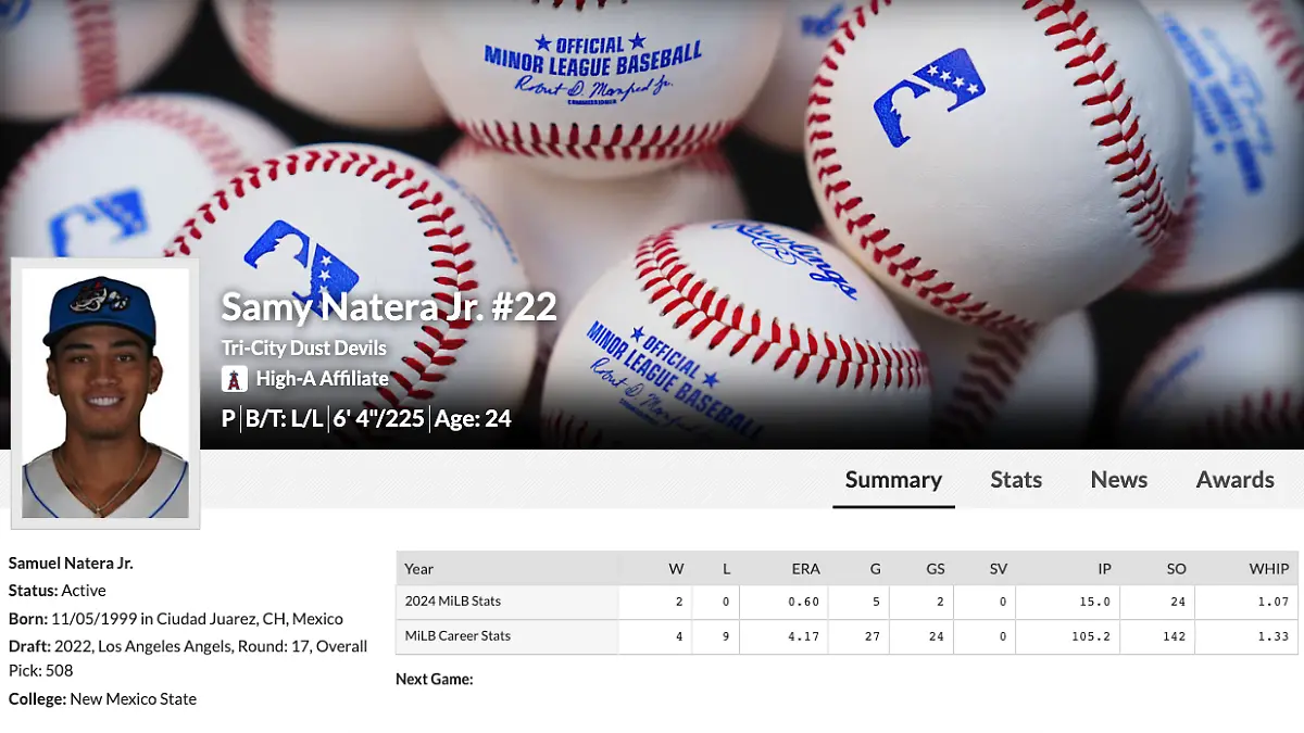 Sammy Natera firma con la liga de beisbol Mesa Solar Sox