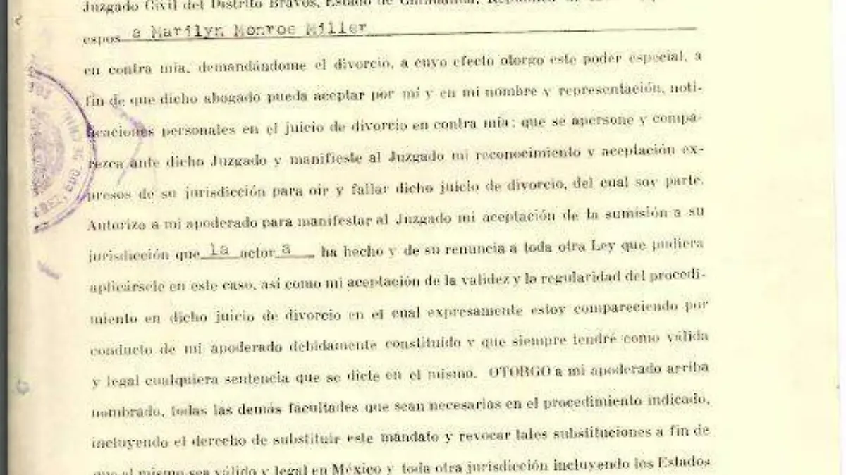 acta de divorcio de Marilyn Monroe