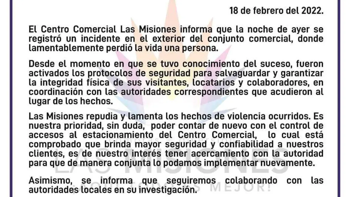 Comunicado de las Misiones