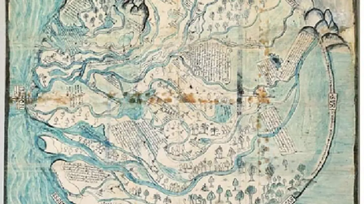 Primer mapa del Estado de Tabasco, por Melchor Alfaro de Santacruz, 1579