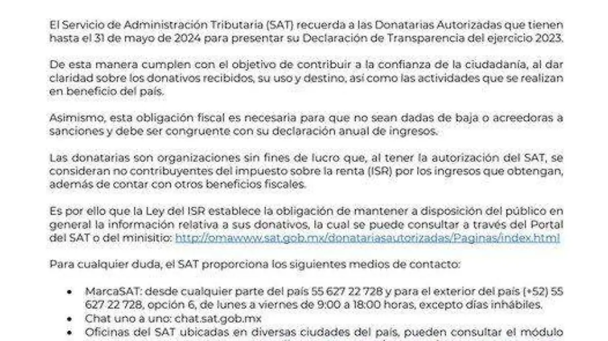 comunicado SAT