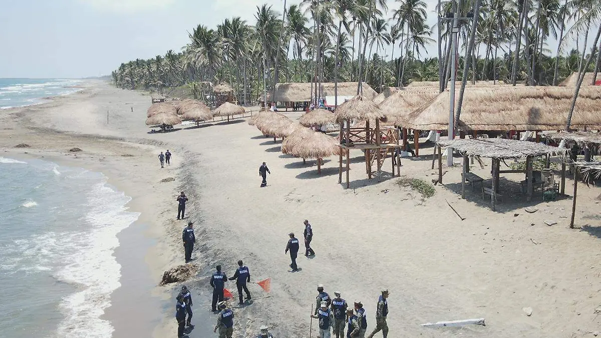 Elementos-De-La-Marina-Realizando-Limpieza-De-Playa