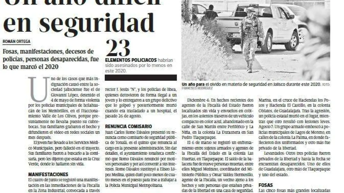 2020 un año difícil en seguridad