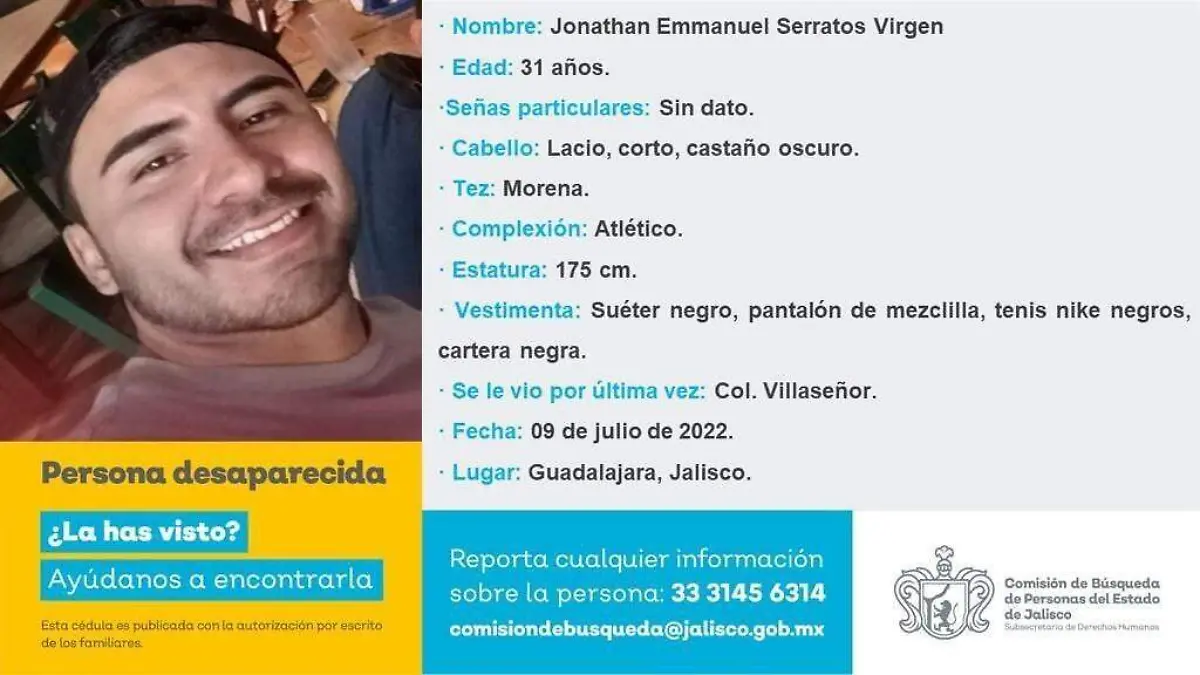 Ficha desaparición Jonathan Emmanuel Serratos