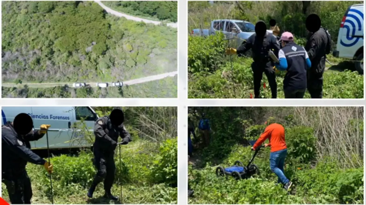 Trabajos Fiscalía en fosa de Chapala