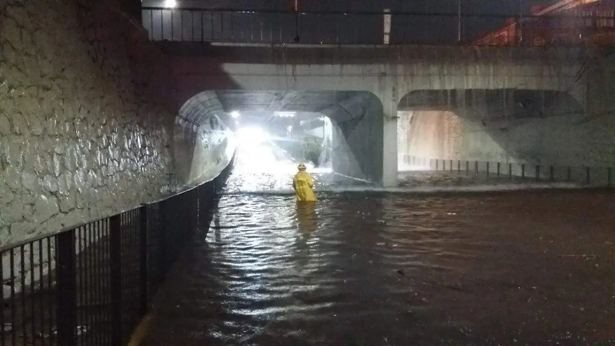 Inundación de paso a desnivel en Washington y Héroes Ferrocarrileros