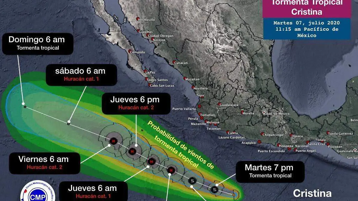 Pronóstico tormenta tropical cristina