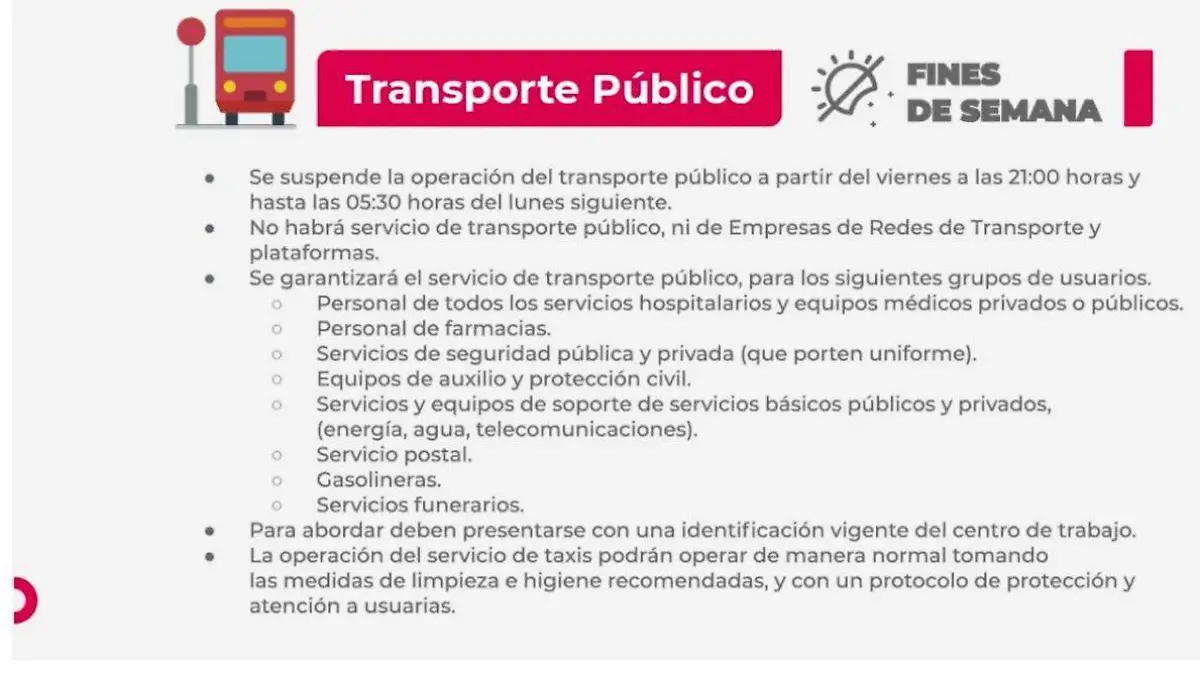 transporte fin de semana