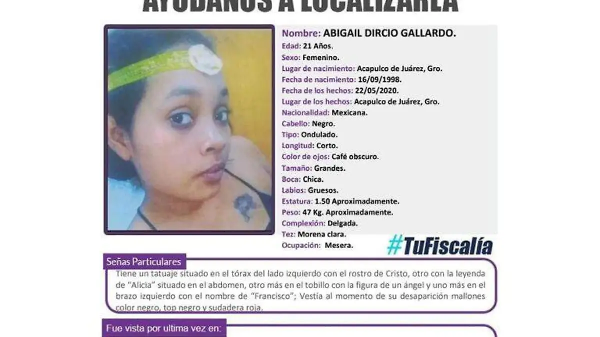 Fiscalía mujer desaparecida