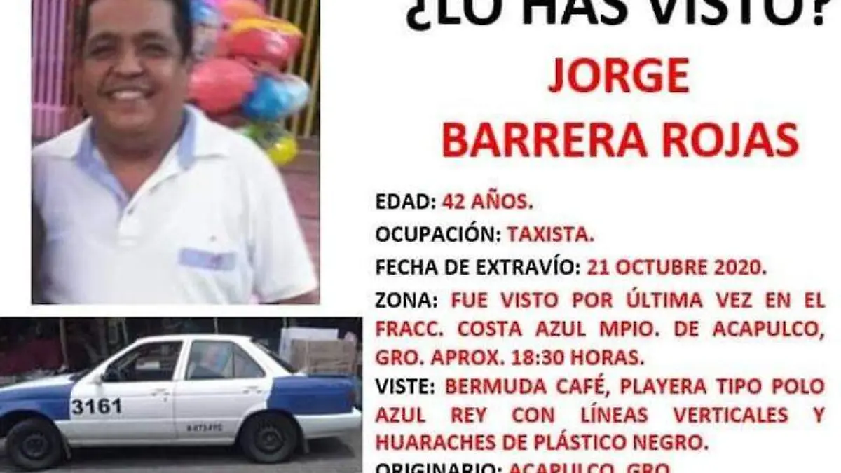 Desaparecido Acapulco taxista