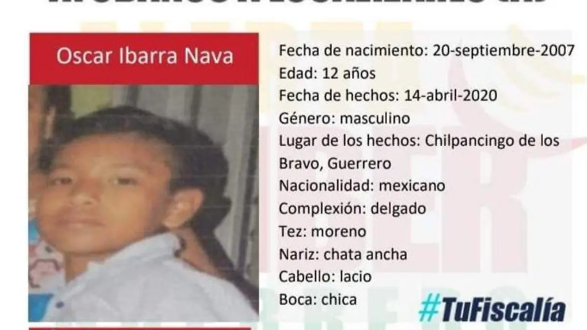 Alerta amber niño desaparecido