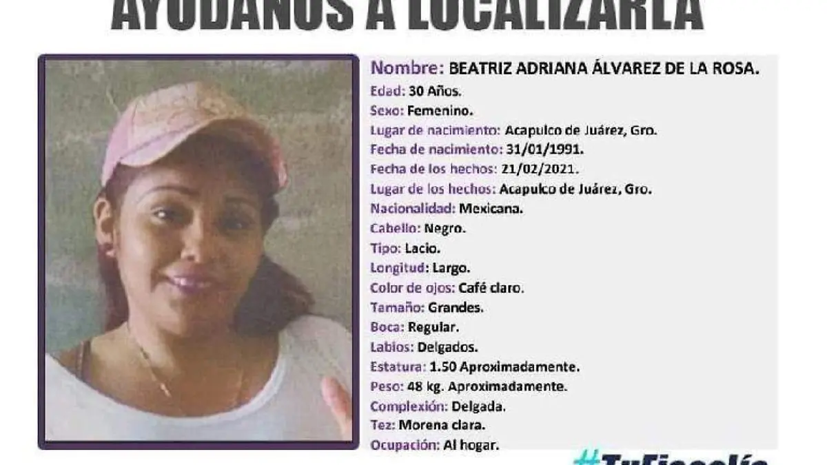 Reporte mujer desaparecida Acapulco
