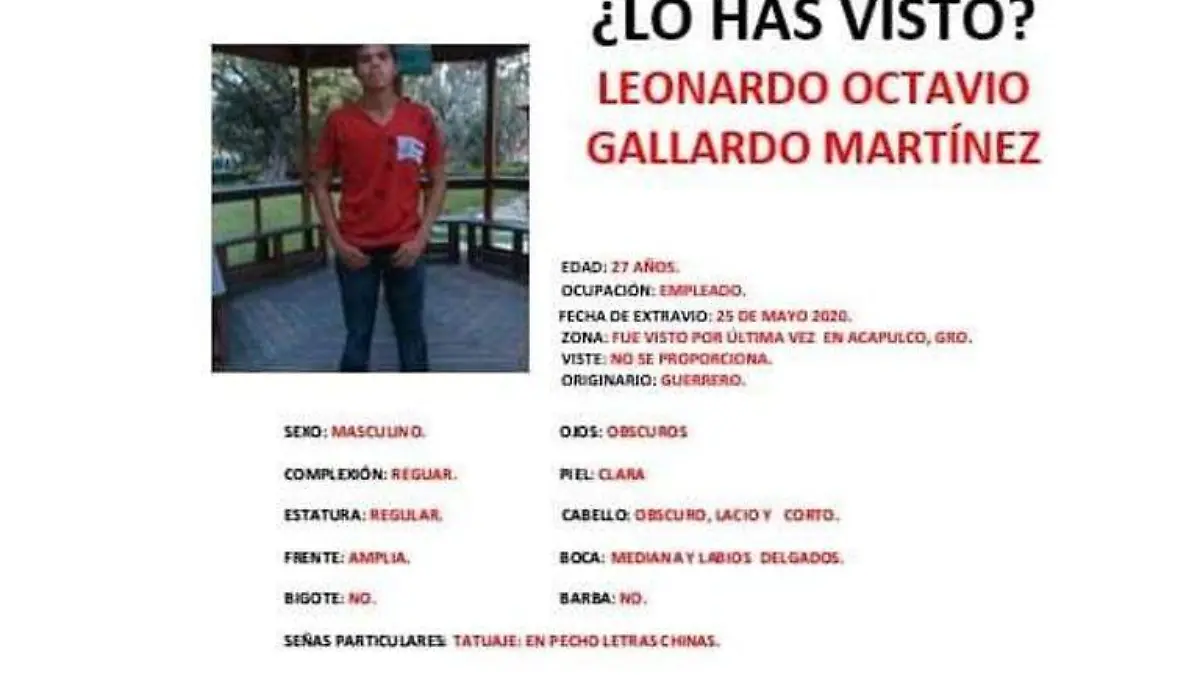 Desaparecido Acapulco hombre 27 años