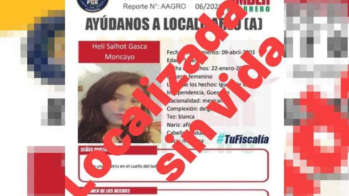 localizada sin vida fge