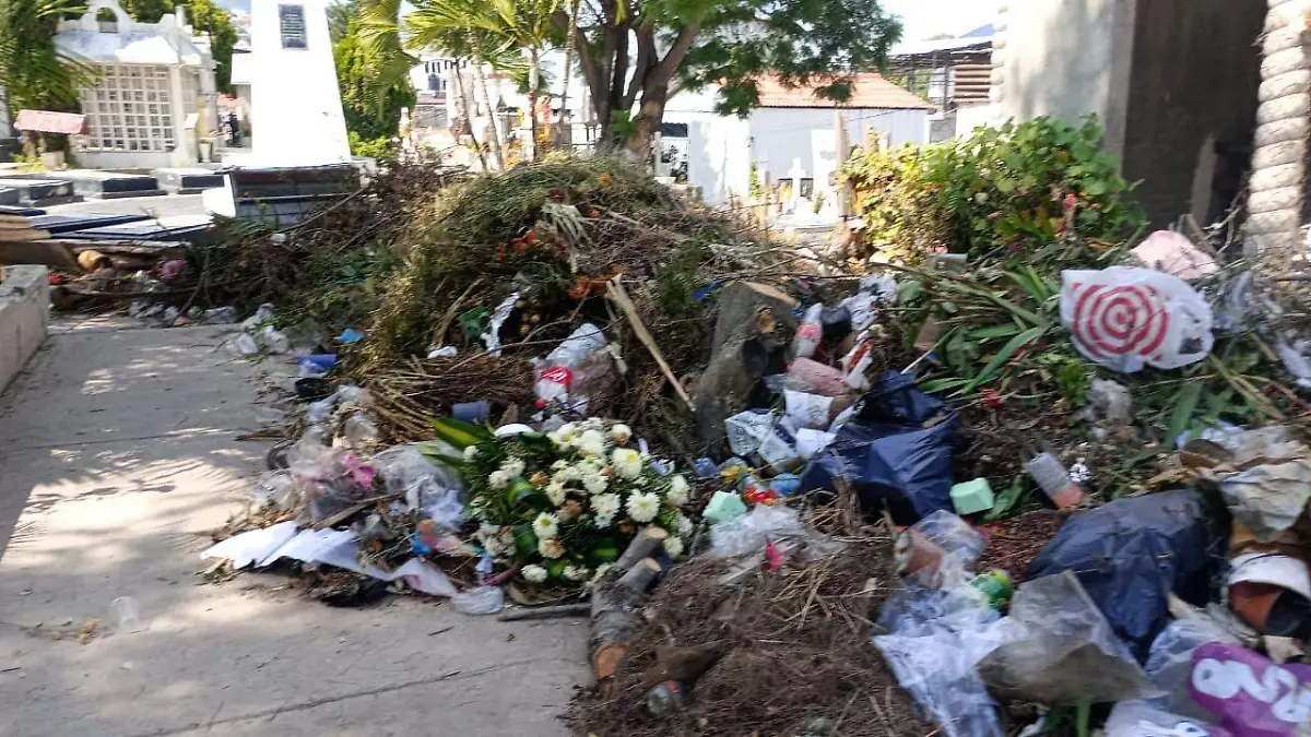 Toneladas de basura amontonadas en el Panteón Central