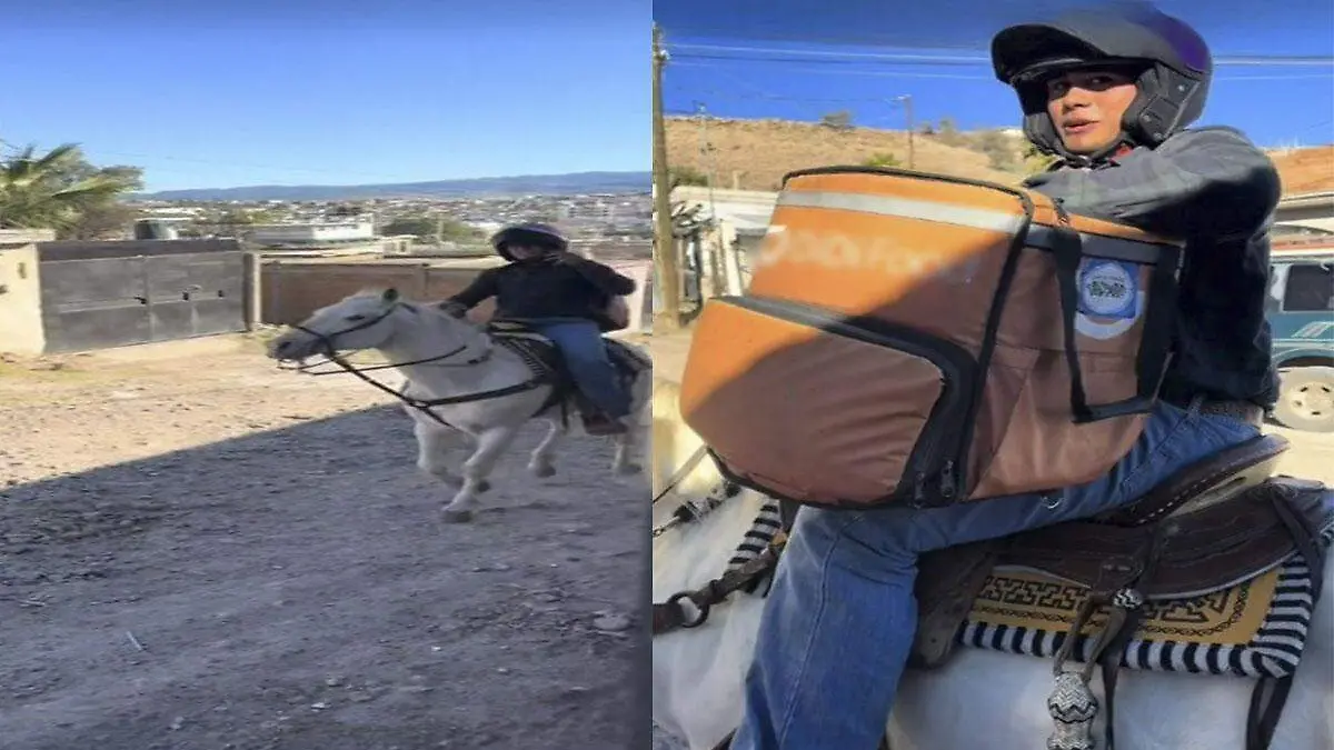 Repartidor de DiDi en caballo