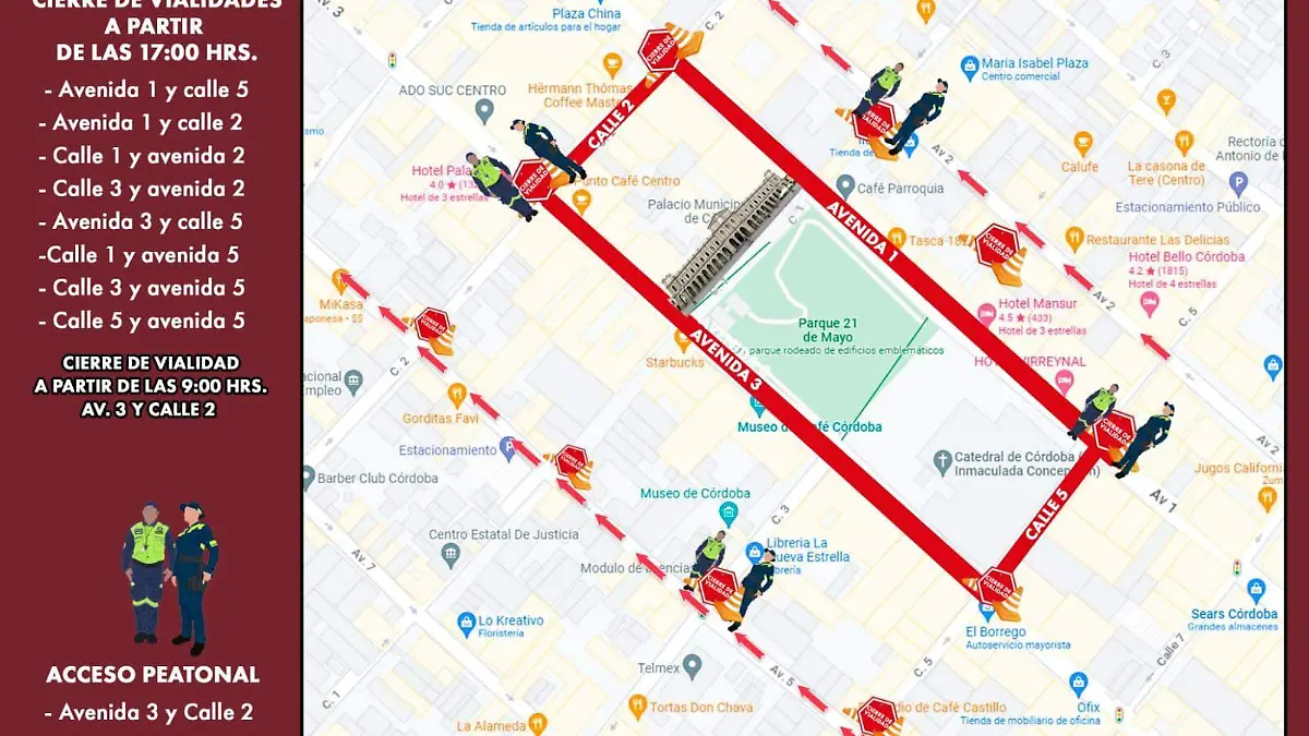 Mapa de calles cerradas