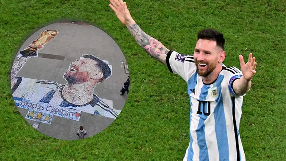 Figura-de-Lionel-Messi-con-tapitas-en-escuela-de-Argentina