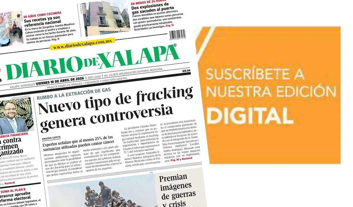 Portada Diario de Xalapa Viernes, 10 de abril 2026
