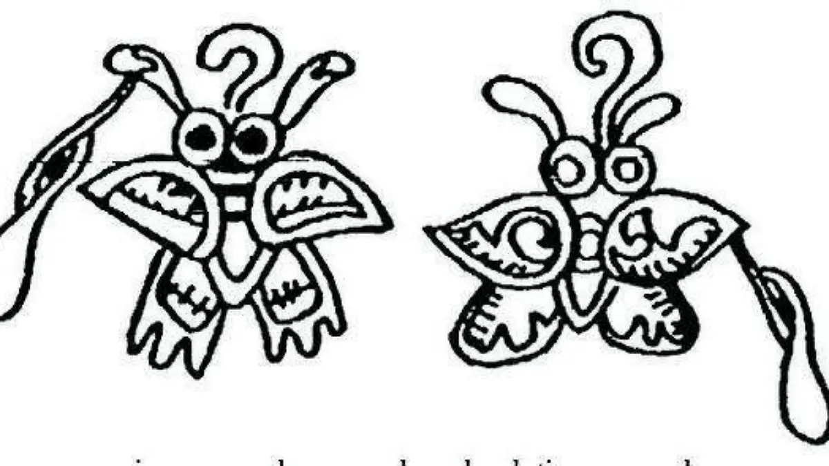 Mariposas representadas en el mural de Tepantitla.