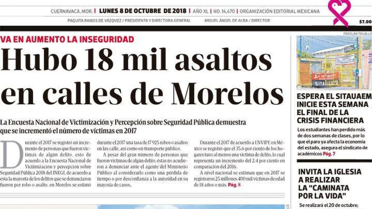 Portada 8 de octubre de 2018