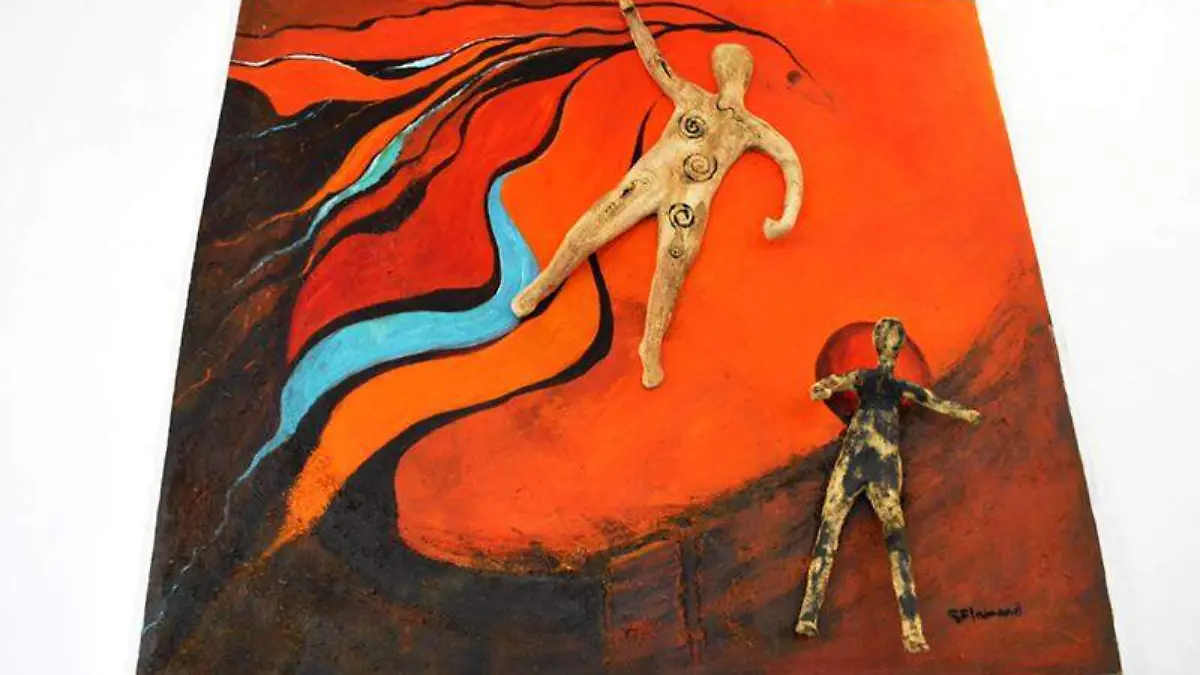 En sus pinturas expresa el tema de las pinturas rupestres en tercera dimensión.