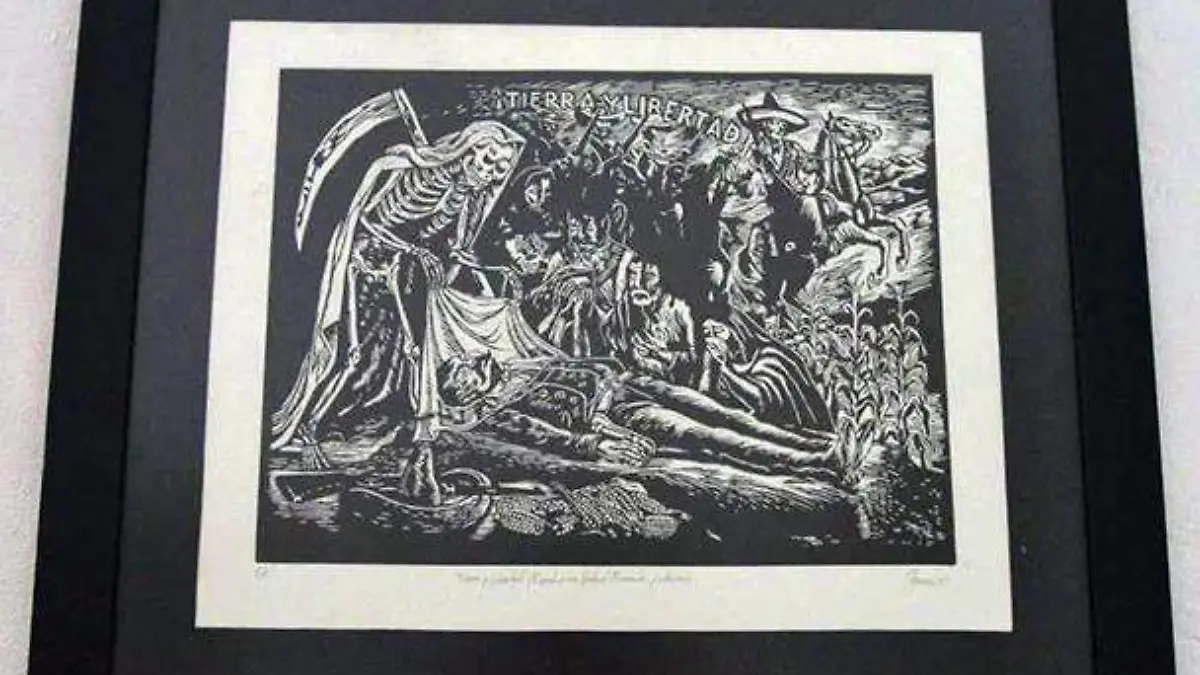 Tierra y libertad (reproducción de la obra de Gabriel Fernández Ledesma).