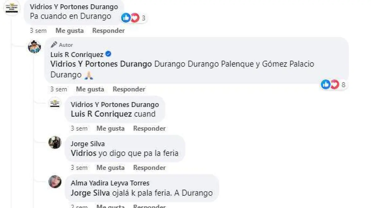 Confirma Luis R. Conriquez concierto en Durango