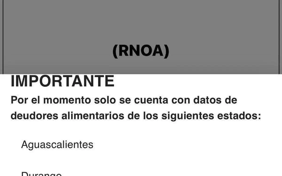 Ya opera el padrón de deudores alimentarios en Durango