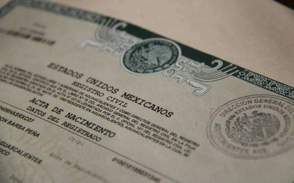 Actas de nacimiento emitidas por el Registro Civil
