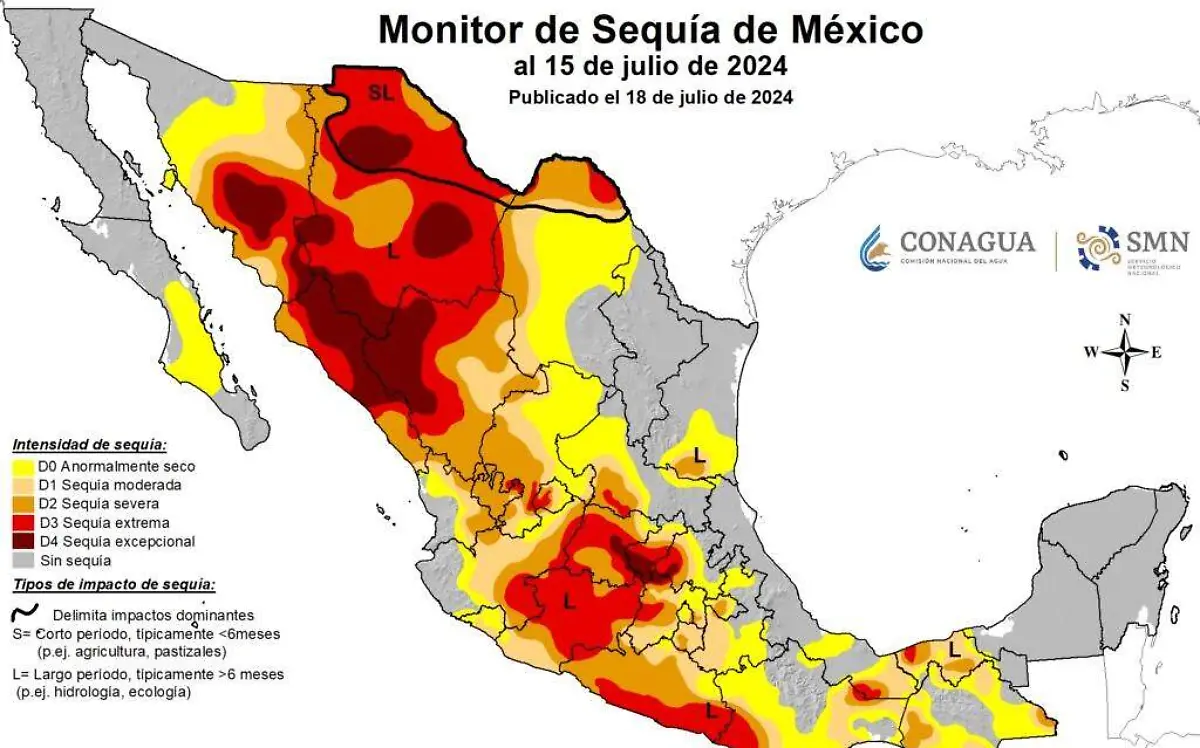 Lluvias reducen sequía excepcional en Durango: Conagua