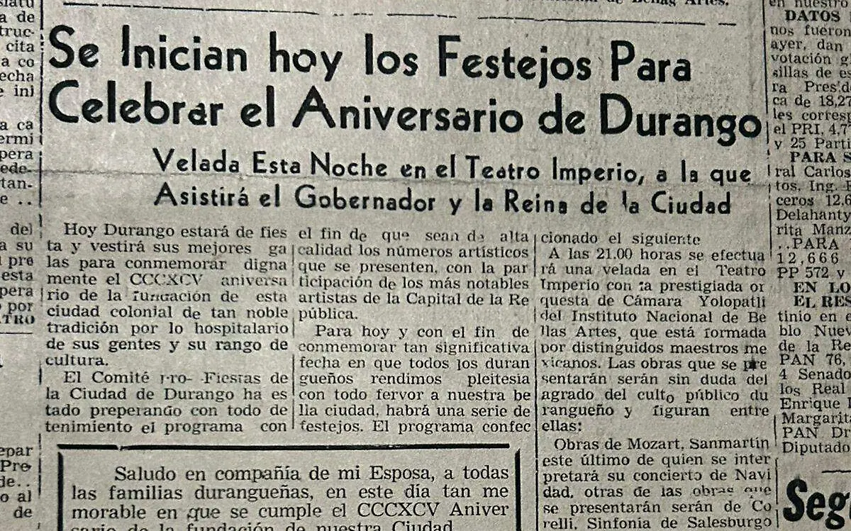 Así se festejaba el aniversario de Durango en 1958