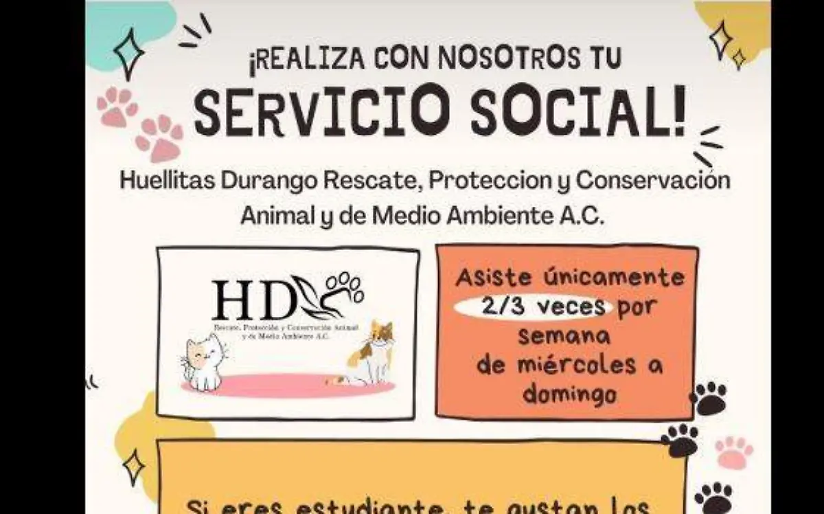 Livera tu servicio social con Huellitas Durango
