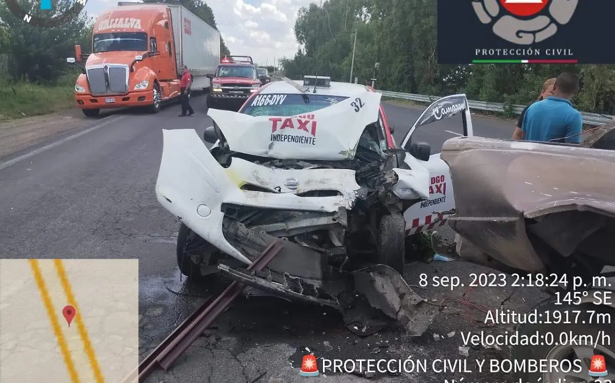Choque en carretera de Canatlán deja 2 heridos