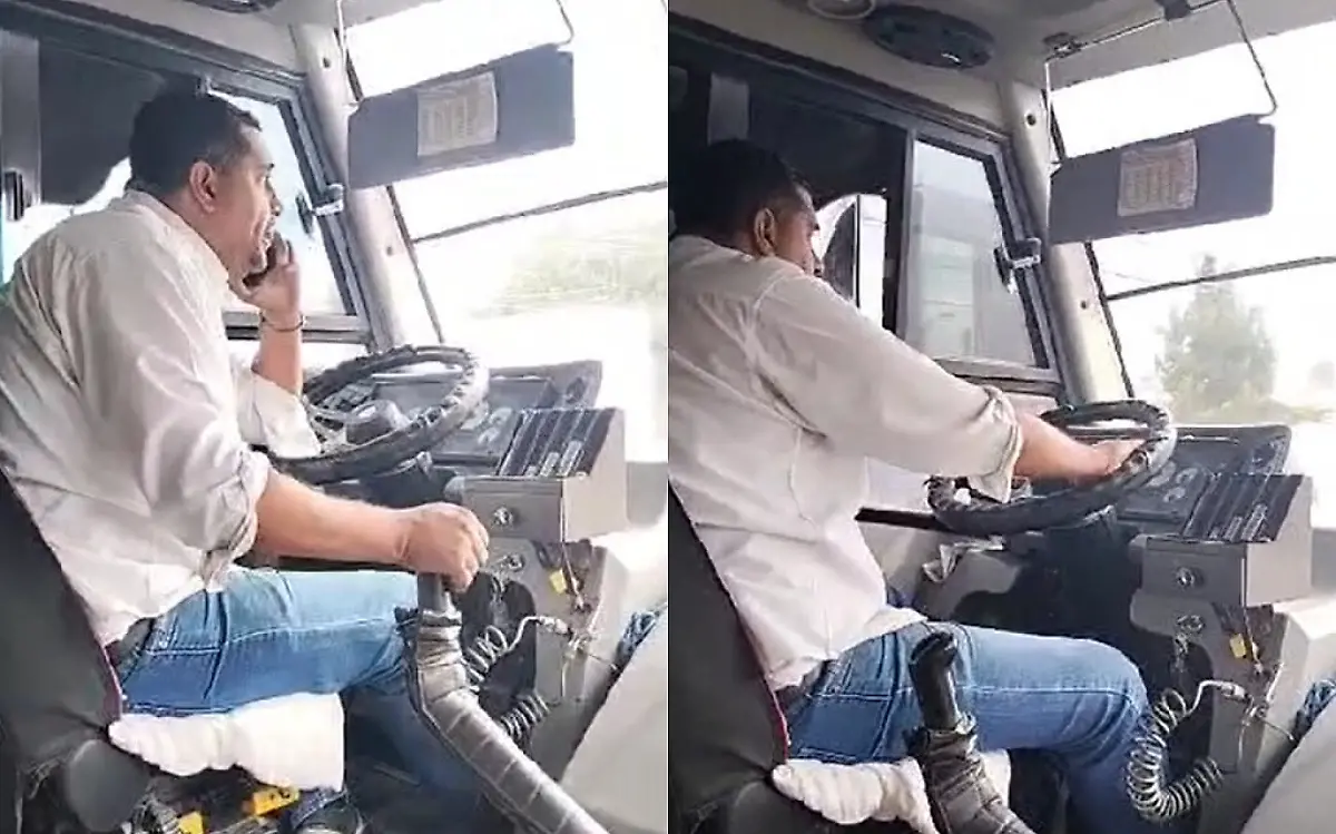 Camionero habla por celular