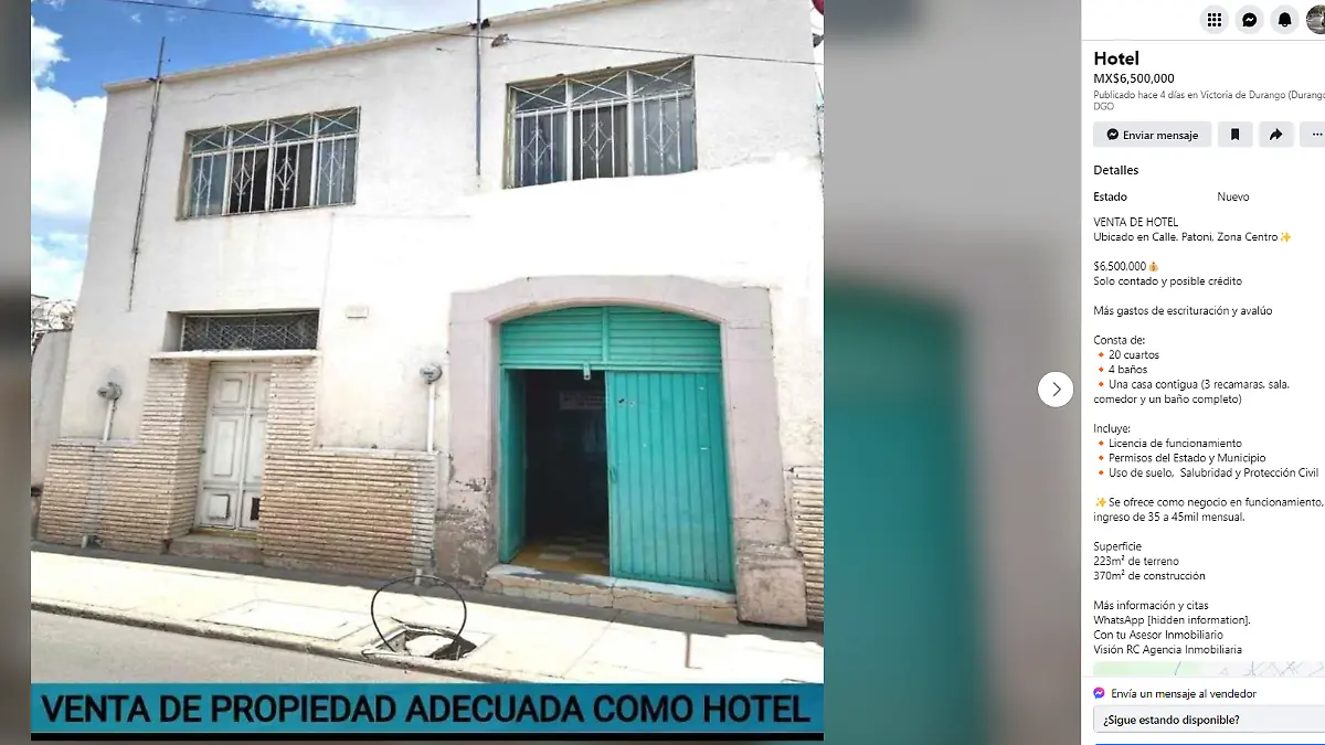 Por 6.5 mdp, ponen en venta conocido hotel del Centro Histórico
