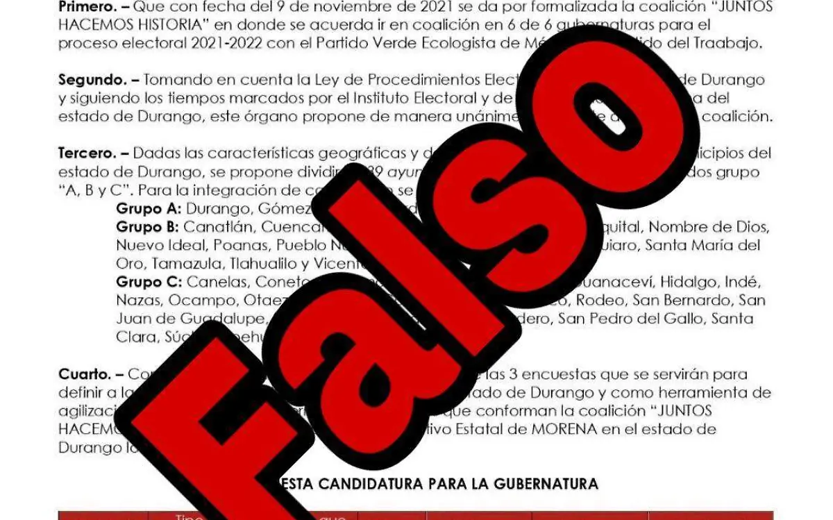 Desmienten supuesta elección de candidatos de Morena para Durango