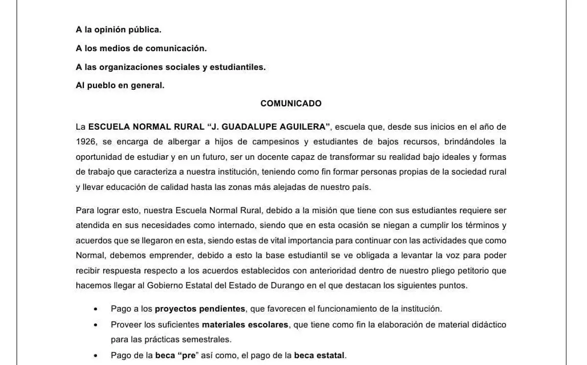 Normalistas responden al gobierno de Durango
