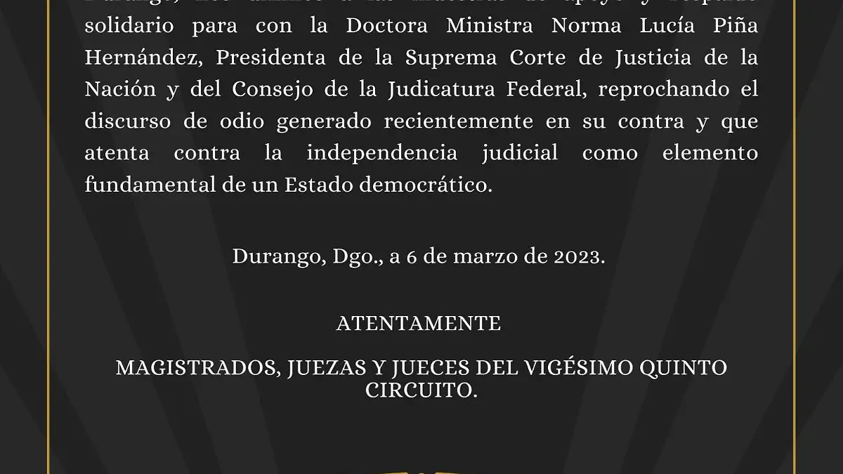 Poder Judicial de la Federación respalda a Norma Piña ante ataques de AMLO