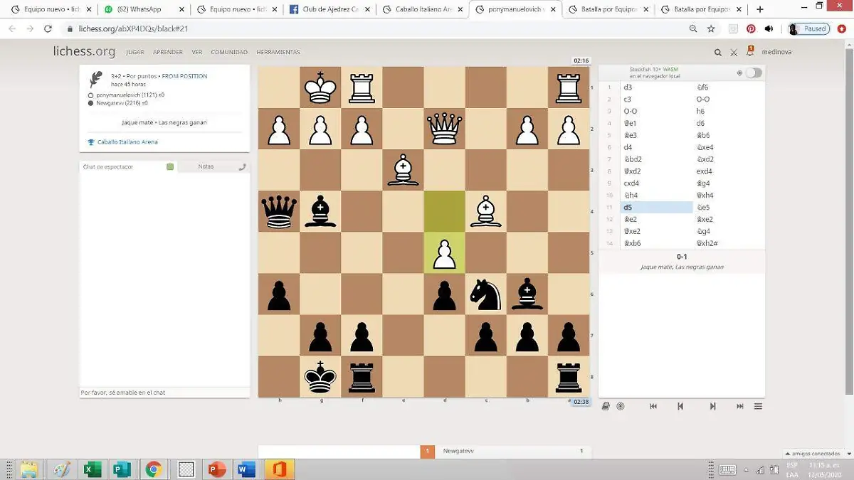 Partida de Manuel Vargas vs Salvador Vidal