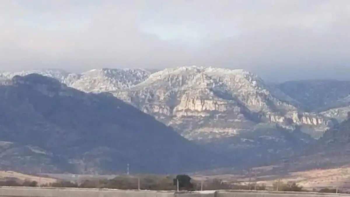 Cae nieve en la sierra de Nuevo Ideal, Durango 