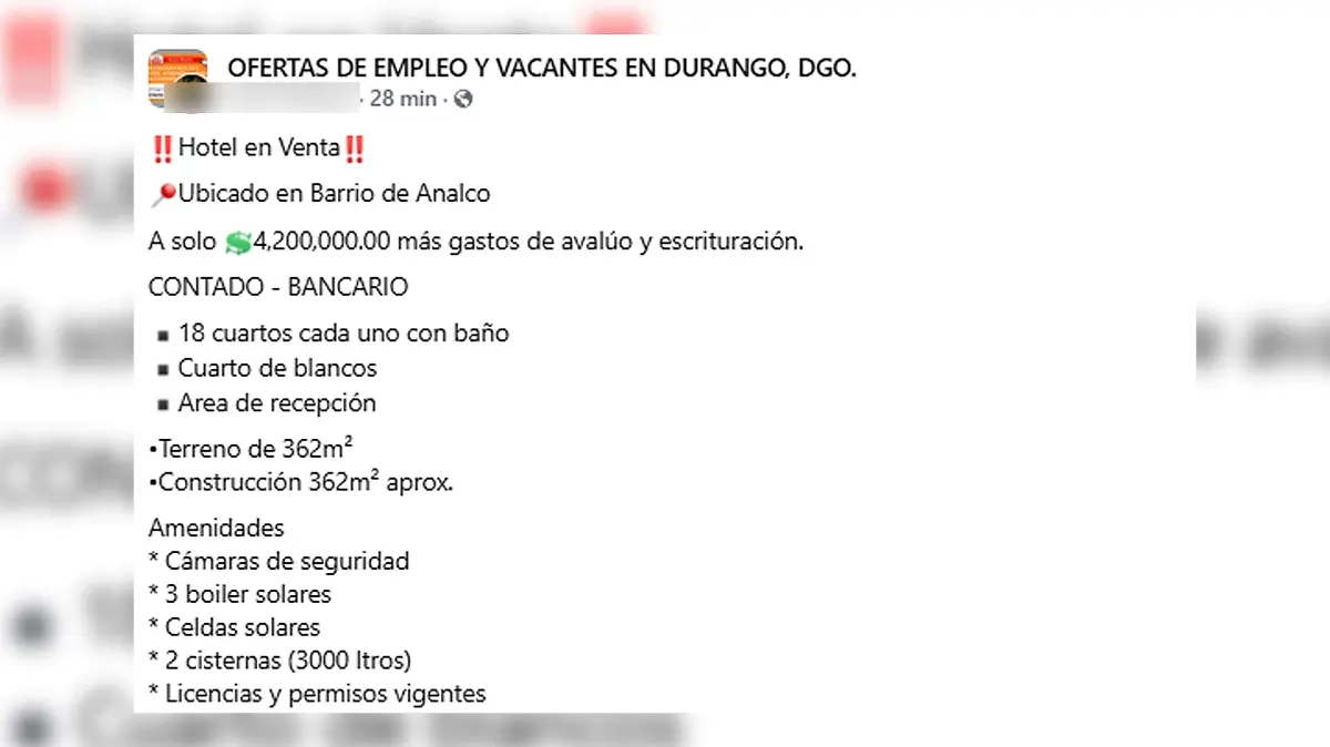 Ponen a la venta conocido hotel del Barrio de Analco en Durango