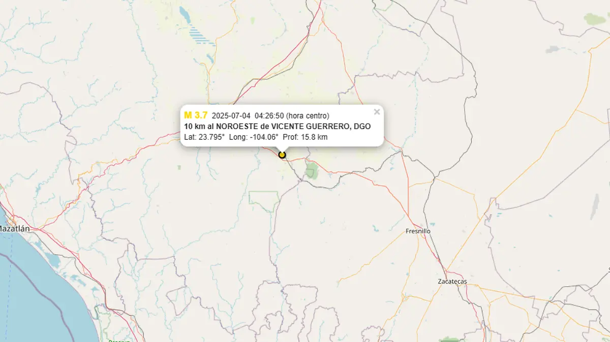 ¿Lo sentiste? Tembló en Durango esta madrugada; el Sismológico registró el movimiento