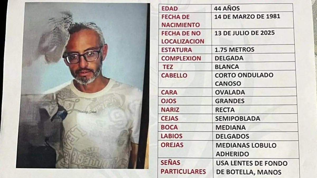 Desaparece bolero de Durango; tiene 44 años y desde el 13 de julio no vuelve a casa