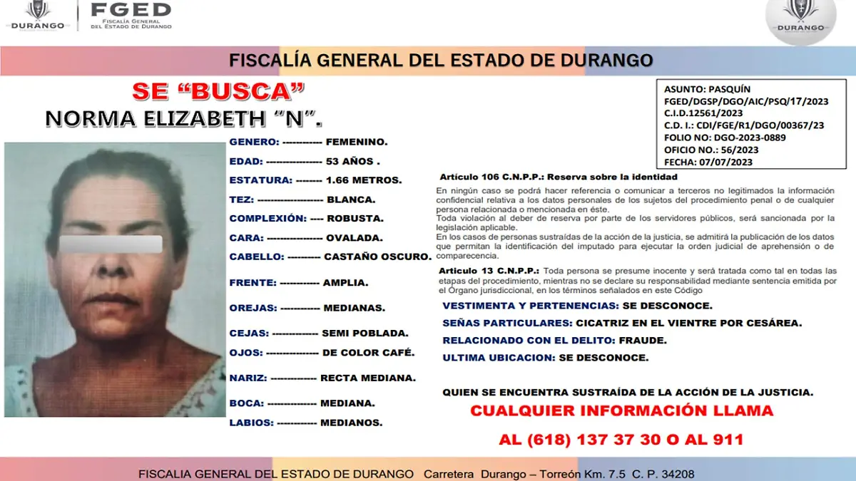 Busca a mujer acusada de fraude en venta ilegal de terrenos en Durango