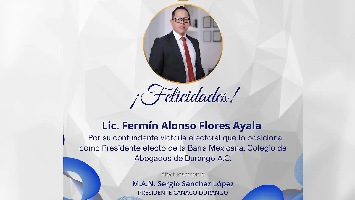 Gana Fermín Flores presidencia de la Barra de Abogados de Durango 