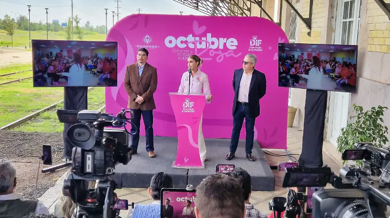 Rueda de prensa de la Carrera Marea Rosa 2025 del DIF Durango
