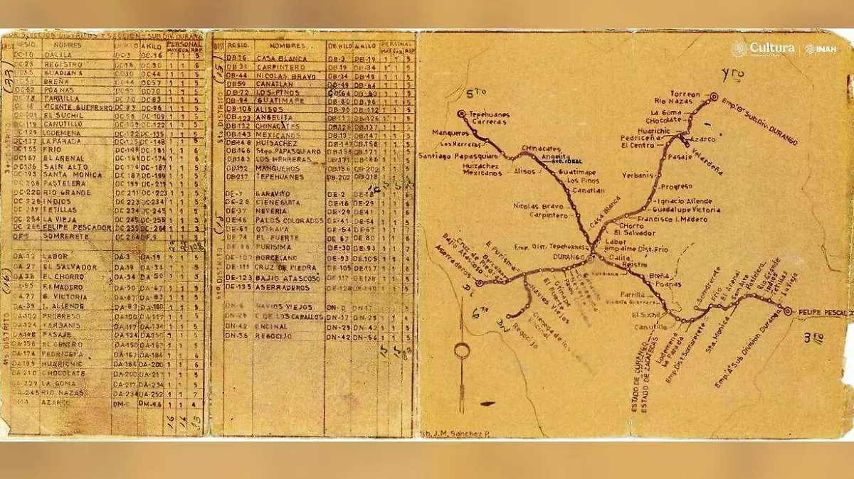 Rescatan del pasado un mapa ferroviario de Durango