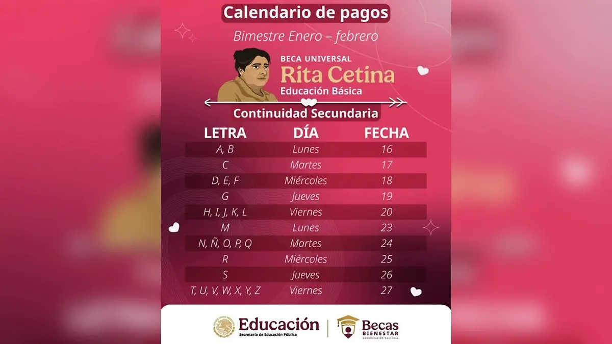 beca Rita Cetina calendario